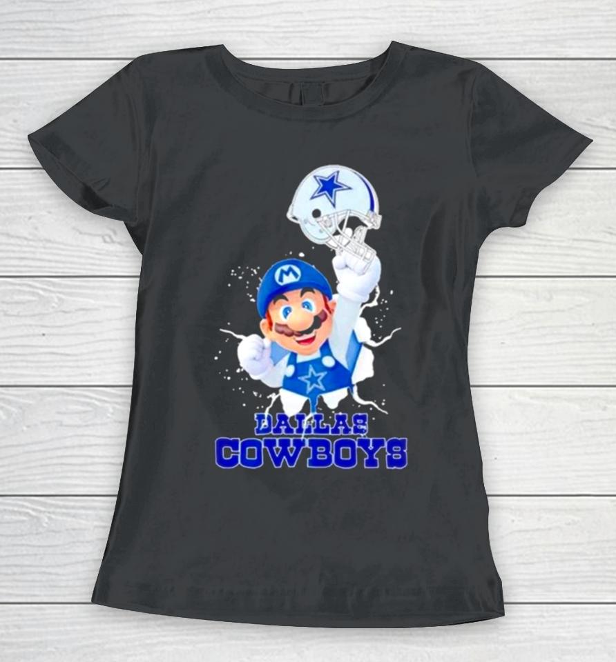 Super Mario X Nfl Dallas Cowboys Football Women T-Shirt