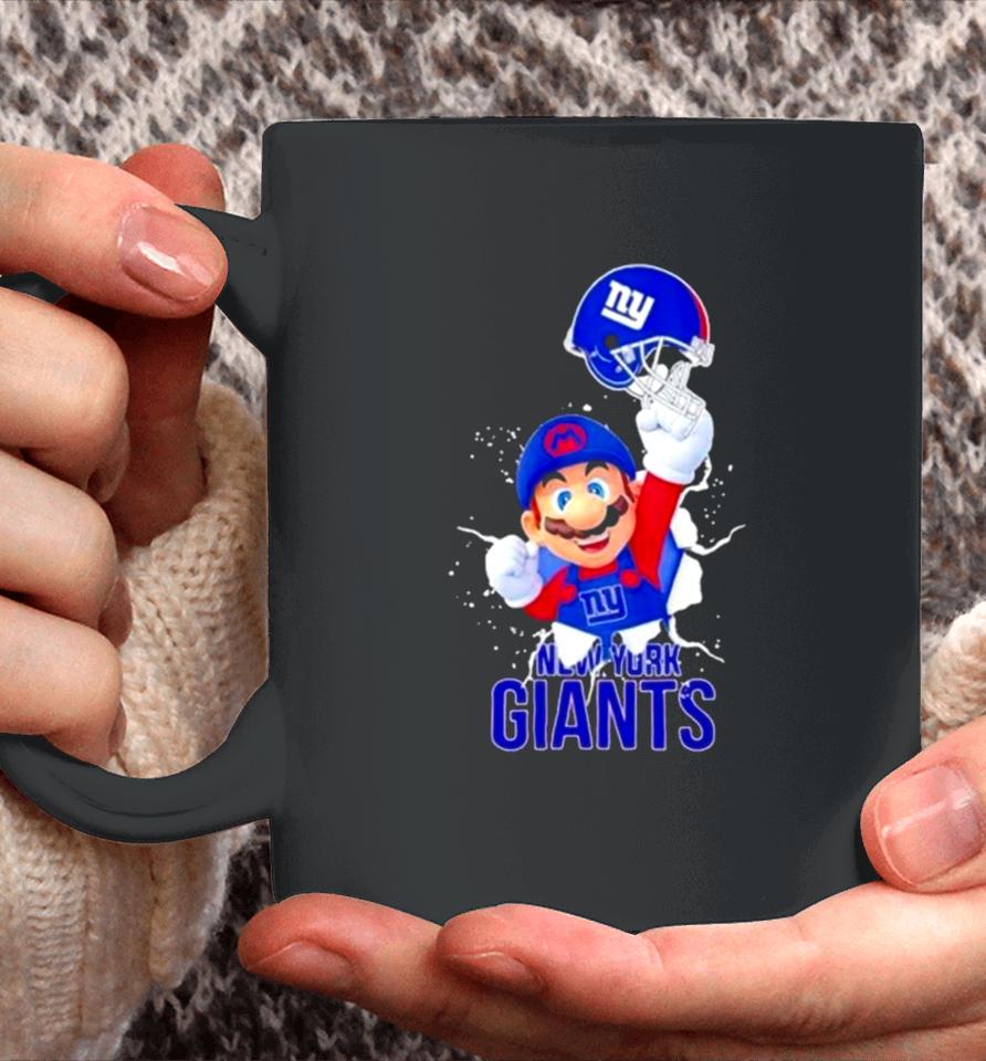 Super Mario X Nfl New York Giants Football Coffee Mug
