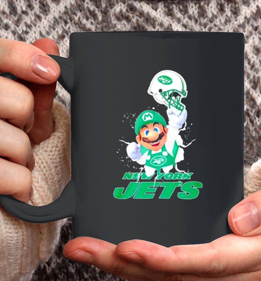 Super Mario X Nfl New York Jets Football Coffee Mug