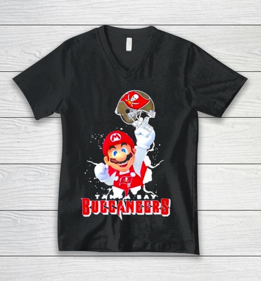 Super Mario X Nfl Tampa Bay Buccaneers Football Unisex V-Neck T-Shirt