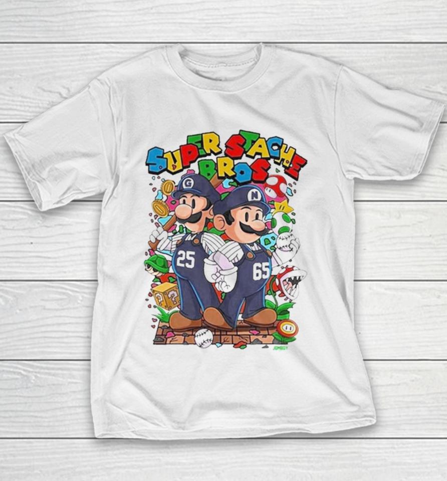 Super Stache Bros Super Mario 2024 Youth T-Shirt