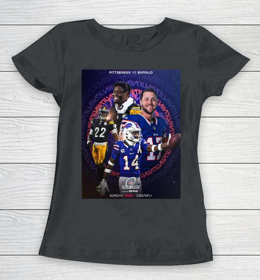 Super Wildcard Weekend Buffalo Bills Versus Pittsburgh Steelers Nfl Playoff Poster Women T-Shirt