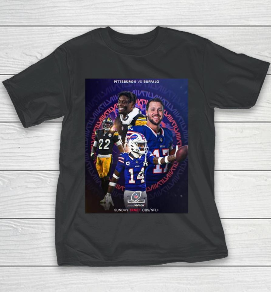 Super Wildcard Weekend Buffalo Bills Versus Pittsburgh Steelers Nfl Playoff Poster Youth T-Shirt