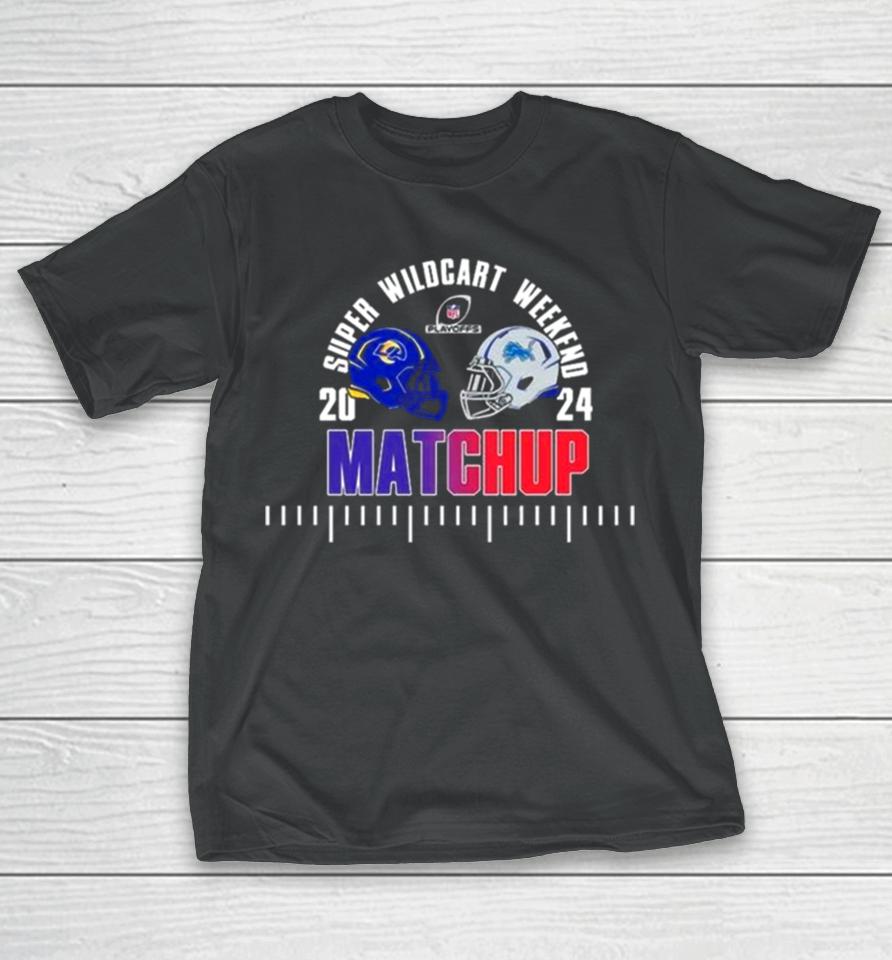 Super Wildcard Weekend Los Angeles Rams Versus Detroit Lions Nfl Playoff January 14Th At Ford Field Head To Head Helmet T-Shirt