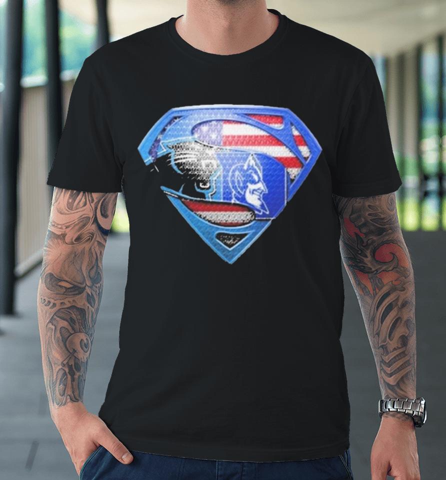 Superman Sports Carolina Panthers And Duke Blue Devils Premium T-Shirt