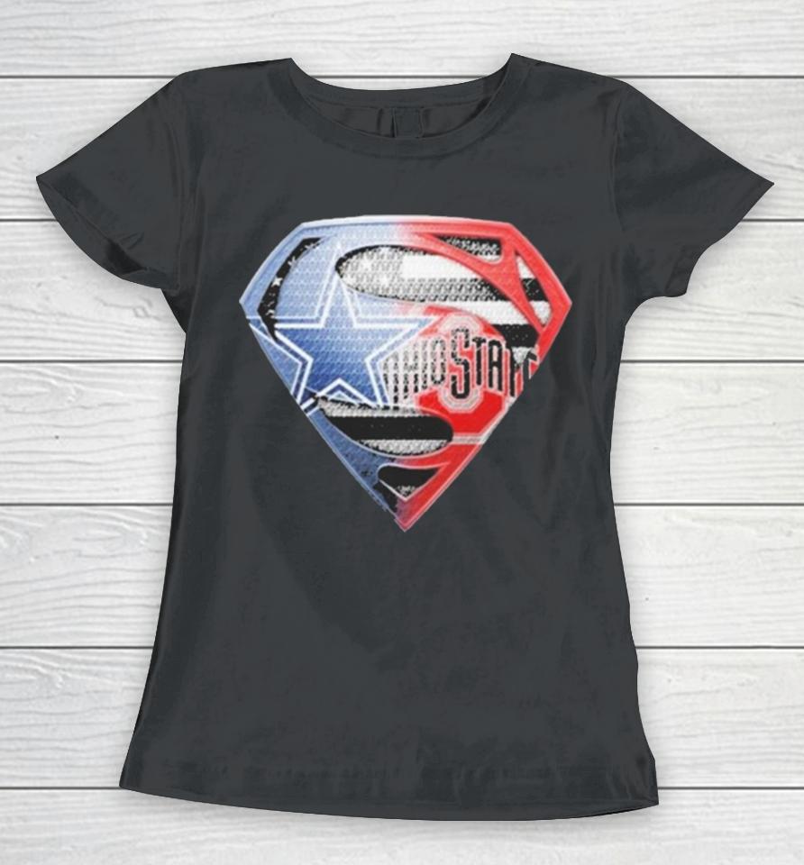 Superman Sports Dallas Cowboys And Ohio State Buckeyes Logo Women T-Shirt
