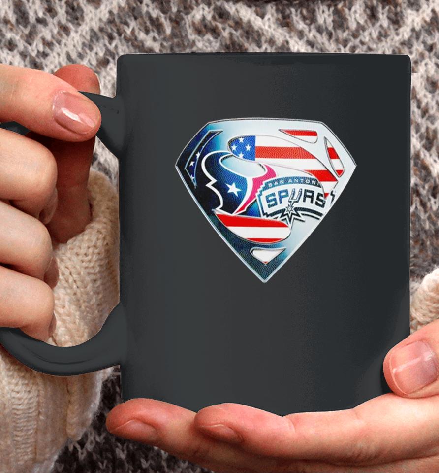 Superman Sports Houston Texans And San Antonio Spurs Logo Coffee Mug