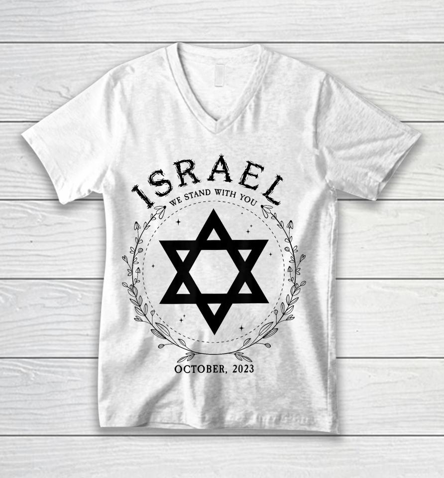 Support For Israel I Stand With Israel Jewish Non-Distressed Unisex V-Neck T-Shirt