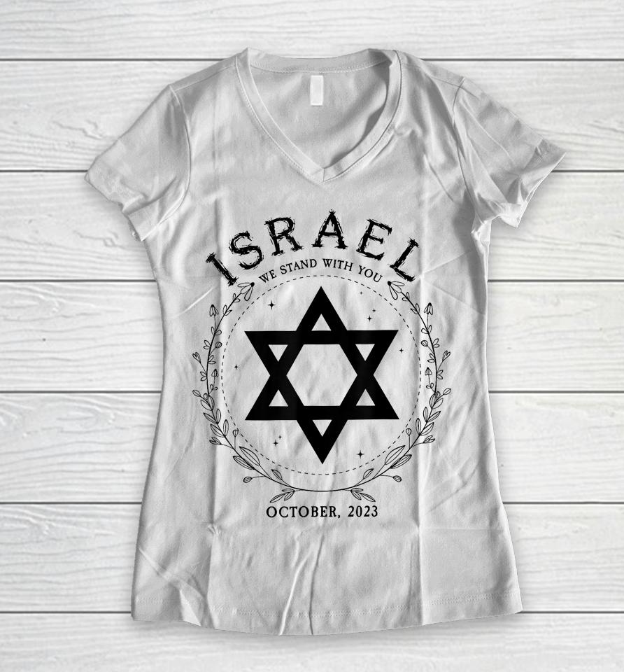 Support For Israel I Stand With Israel Jewish Non-Distressed Women V-Neck T-Shirt