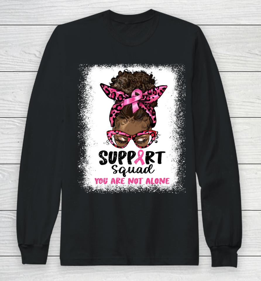 Support Squad Afro African Hair Pink Breast Cancer Awareness Long Sleeve T-Shirt