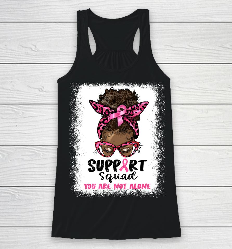 Support Squad Afro African Hair Pink Breast Cancer Awareness Racerback Tank