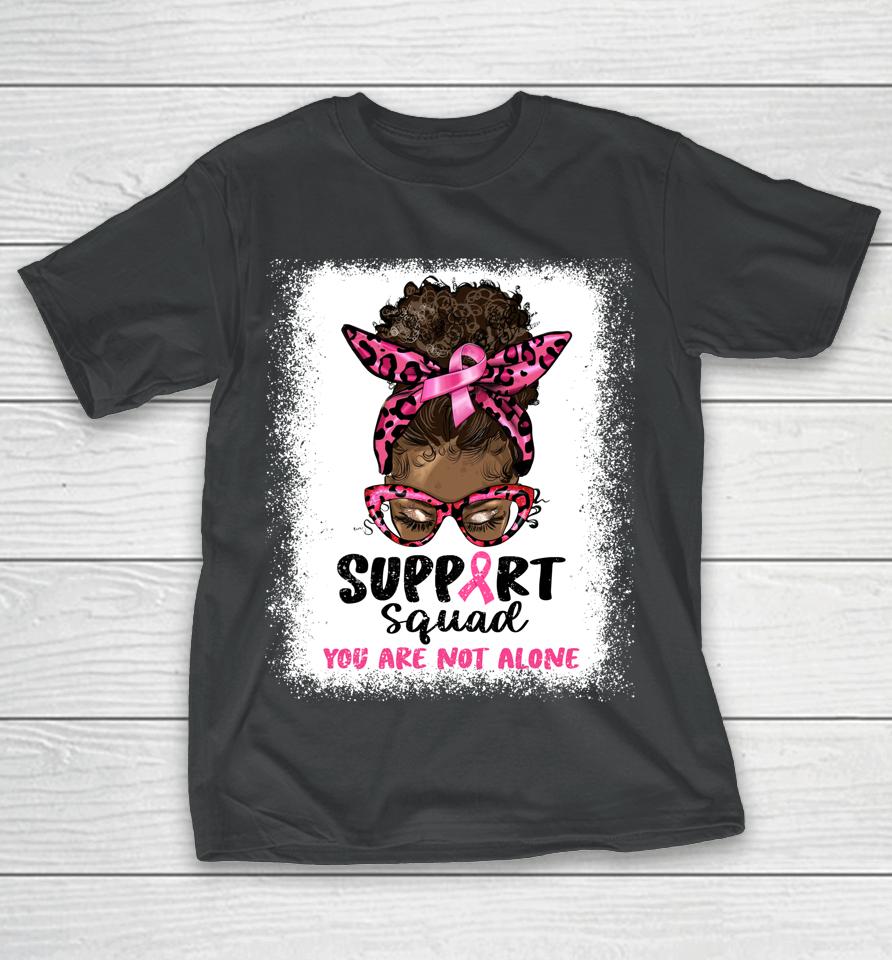 Support Squad Afro African Hair Pink Breast Cancer Awareness T-Shirt