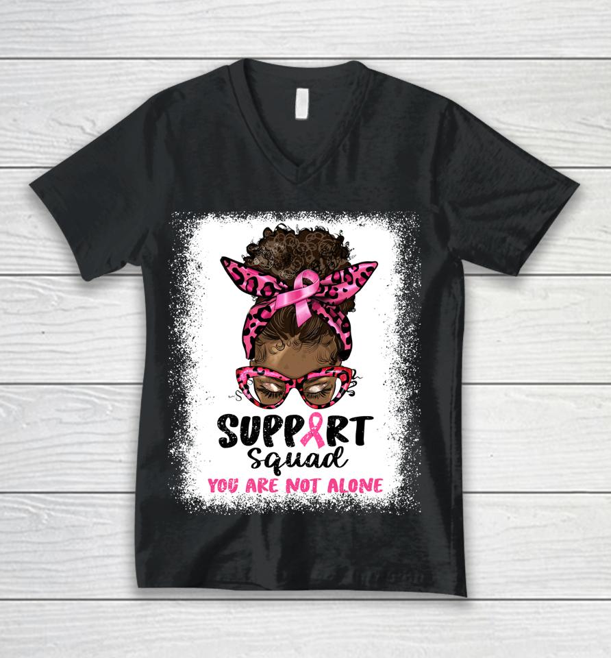 Support Squad Afro African Hair Pink Breast Cancer Awareness Unisex V-Neck T-Shirt