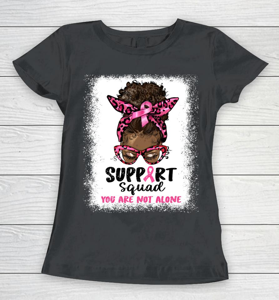 Support Squad Afro African Hair Pink Breast Cancer Awareness Women T-Shirt