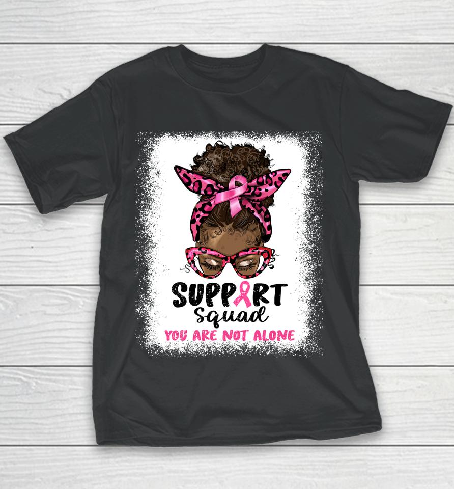 Support Squad Afro African Hair Pink Breast Cancer Awareness Youth T-Shirt