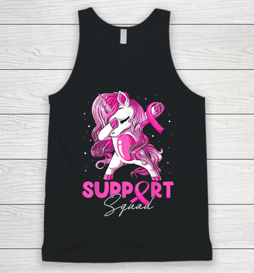 Support Squad Breast Cancer Awareness Pink Dabbing Unicorn Unisex Tank Top