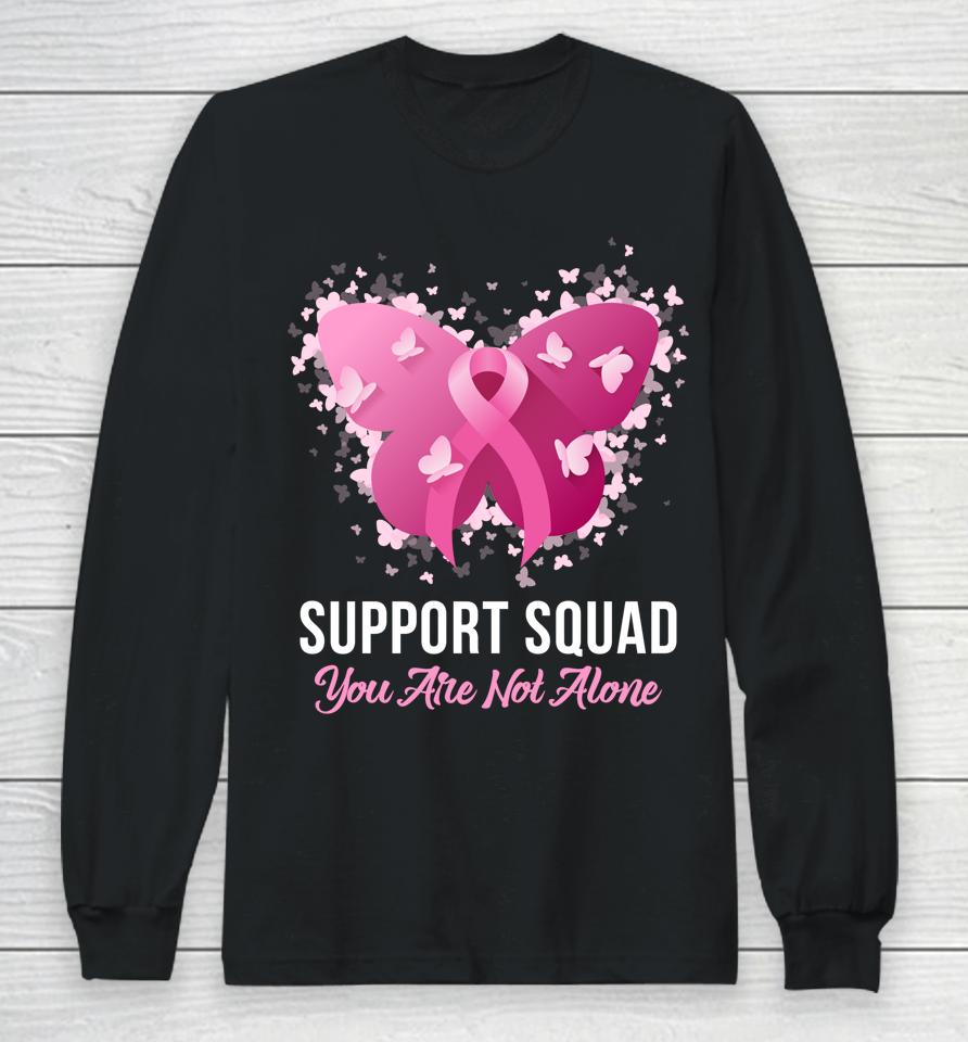 Support Squad Breast Cancer Awareness Pink Ribbon Butterfly Long Sleeve T-Shirt