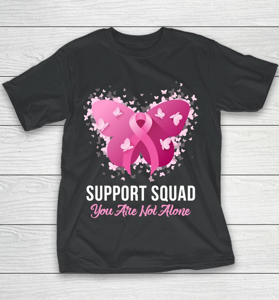 Support Squad Breast Cancer Awareness Pink Ribbon Butterfly Youth T-Shirt