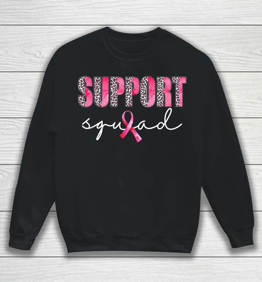 Support Squad Leopard Pink Warrior Breast Cancer Awareness Sweatshirt