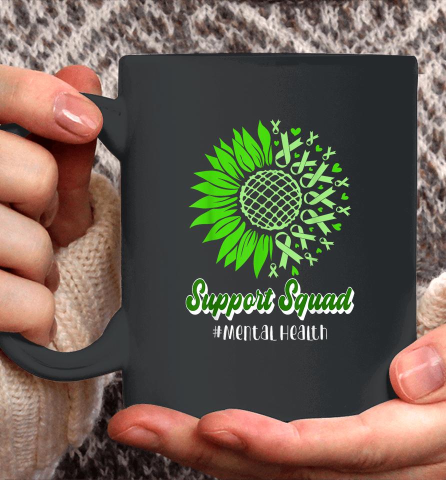 Support Squad Mental Health Awareness Green Ribbon Coffee Mug