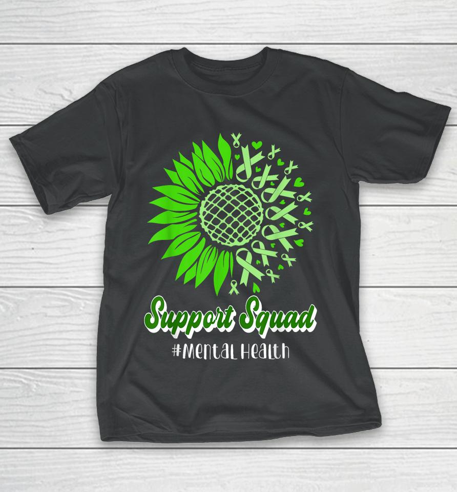 Support Squad Mental Health Awareness Green Ribbon T-Shirt