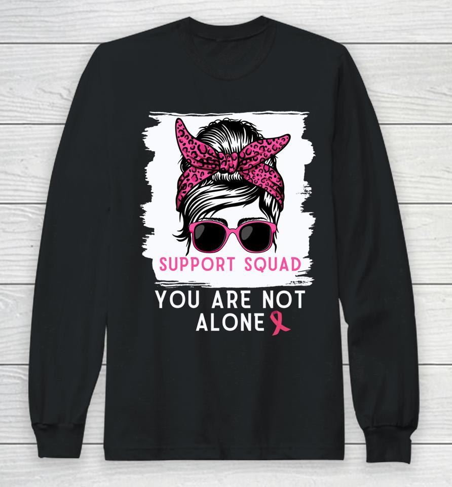 Support Squad Messy Bun Breast Cancer Awareness Long Sleeve T-Shirt
