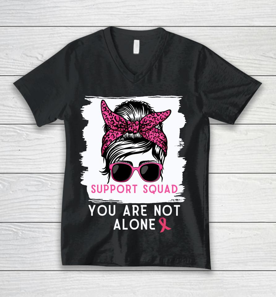 Support Squad Messy Bun Breast Cancer Awareness Unisex V-Neck T-Shirt