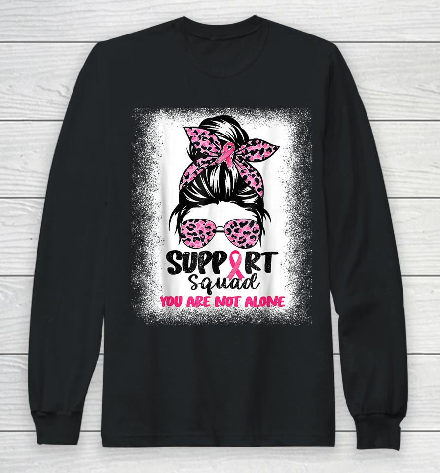 Support Squad Messy Bun Pink Warrior Breast Cancer Awareness Long Sleeve T-Shirt