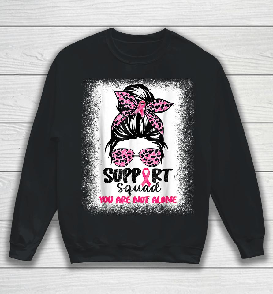 Support Squad Messy Bun Pink Warrior Breast Cancer Awareness Sweatshirt
