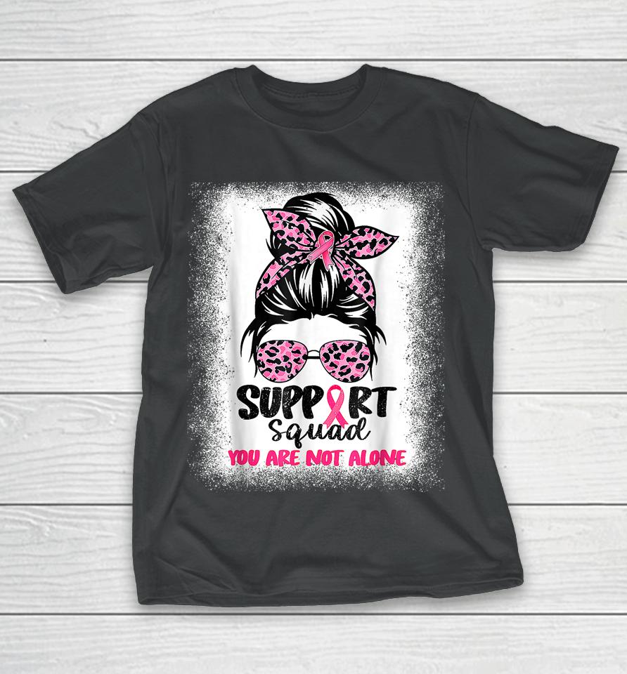 Support Squad Messy Bun Pink Warrior Breast Cancer Awareness T-Shirt