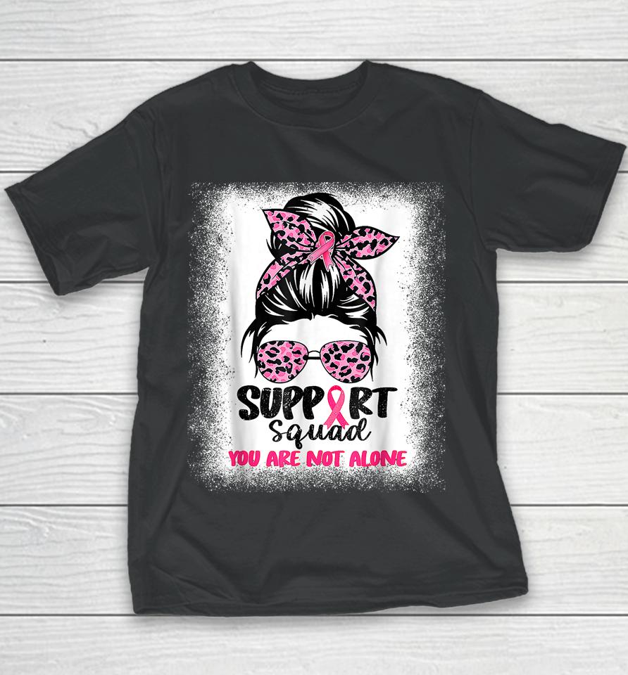 Support Squad Messy Bun Pink Warrior Breast Cancer Awareness Youth T-Shirt