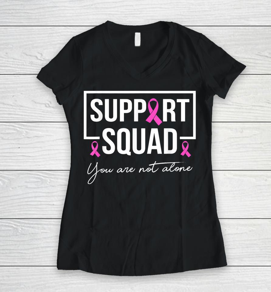 Support Squad Pink Warrior Breast Cancer Awareness Women V-Neck T-Shirt