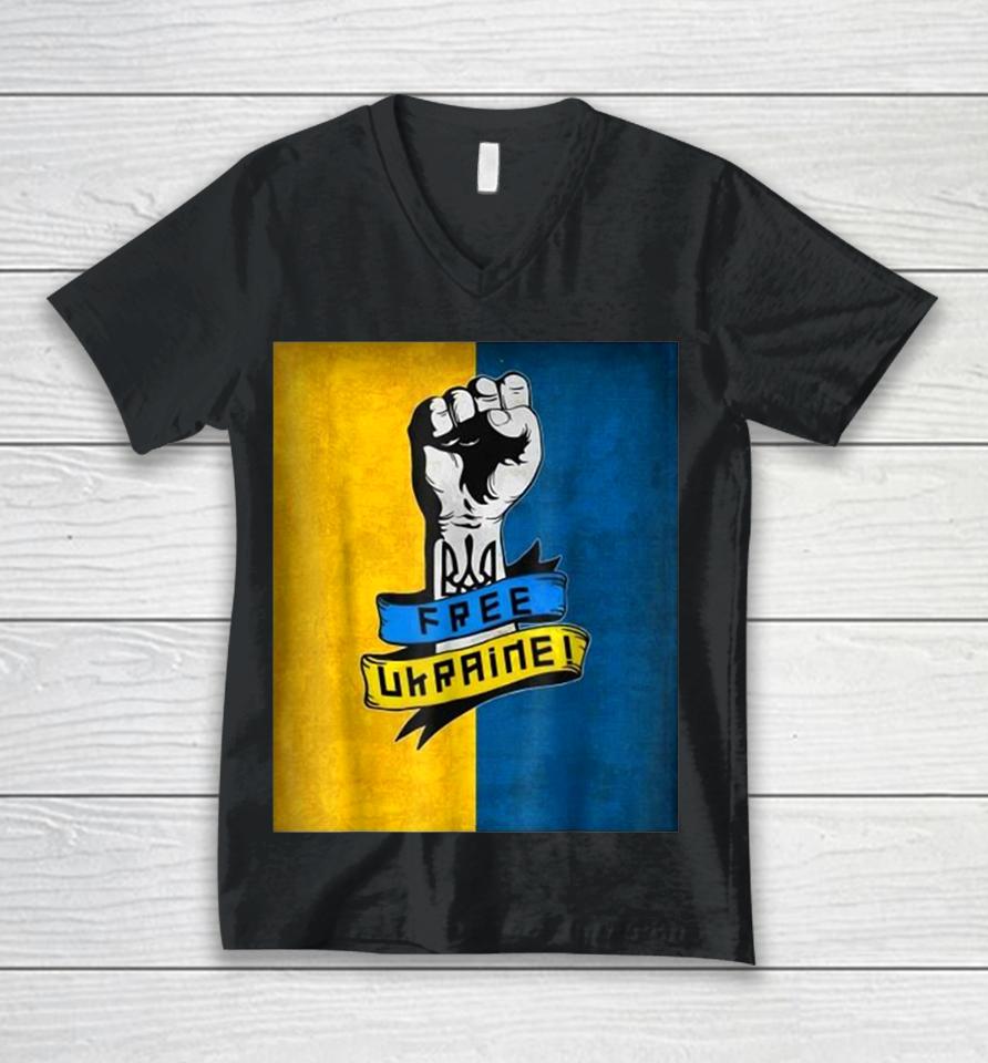 Support Ukraine I Stand With Ukraine Flag Free Ukraine Unisex V-Neck T-Shirt