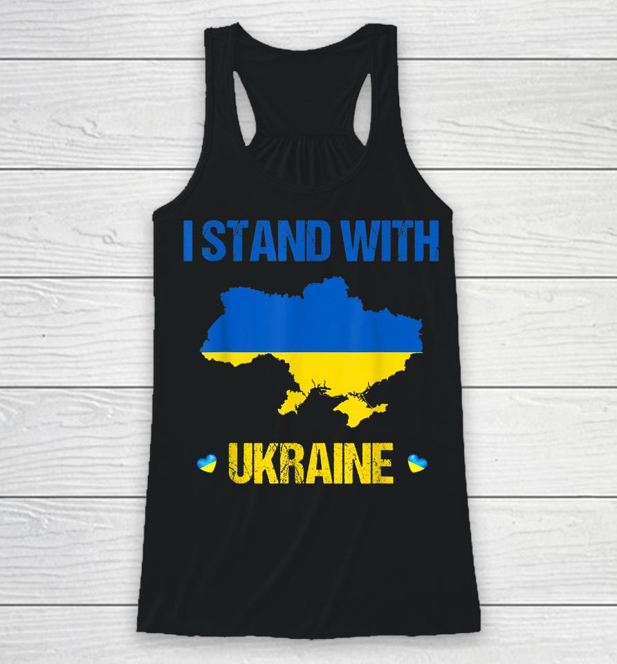Support Ukraine I Stand With Ukraine Ukrainian Flag Racerback Tank