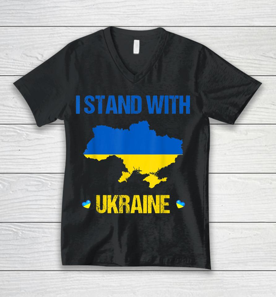 Support Ukraine I Stand With Ukraine Ukrainian Flag Unisex V-Neck T-Shirt