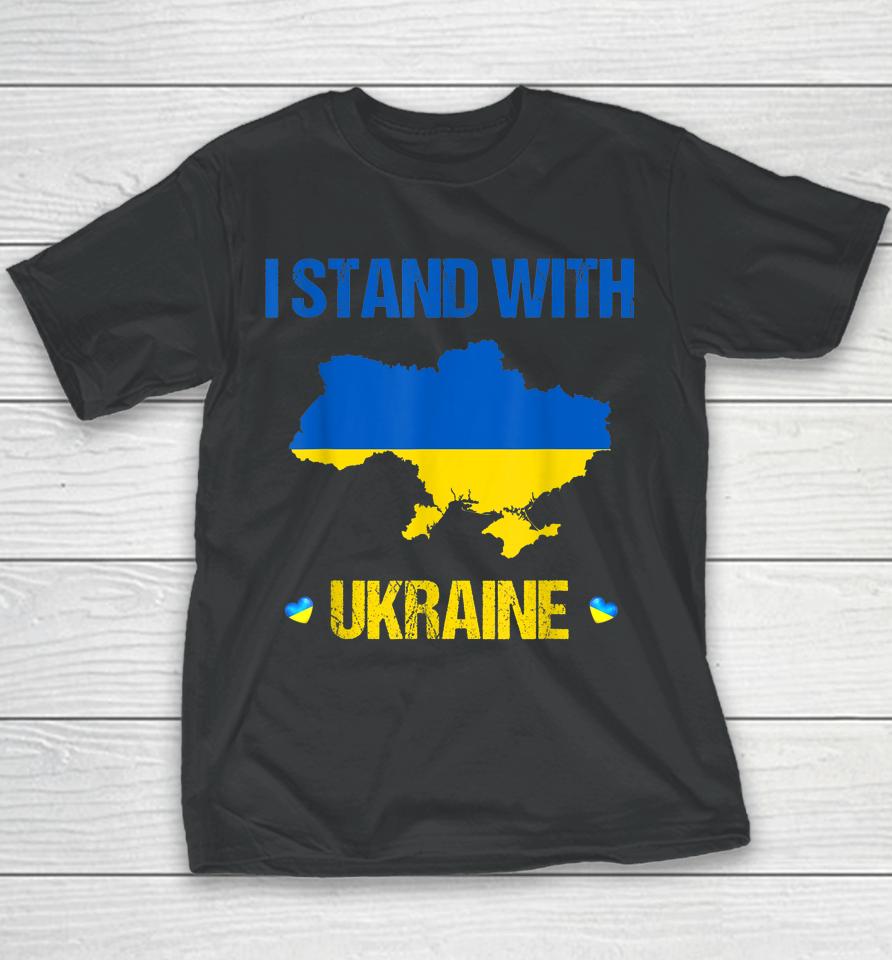 Support Ukraine I Stand With Ukraine Ukrainian Flag Youth T-Shirt