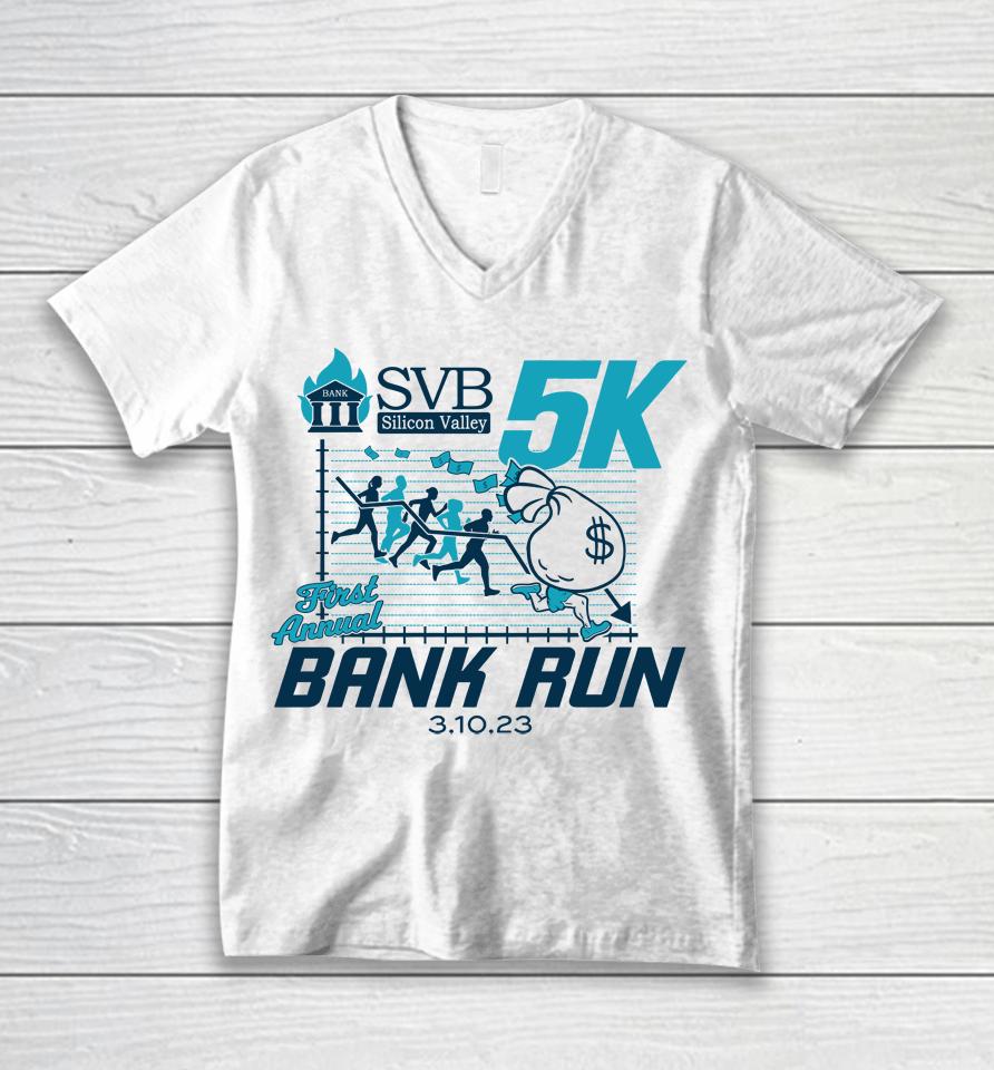 Svb Silicon Valley 5K First Annual Bank Run Unisex V-Neck T-Shirt