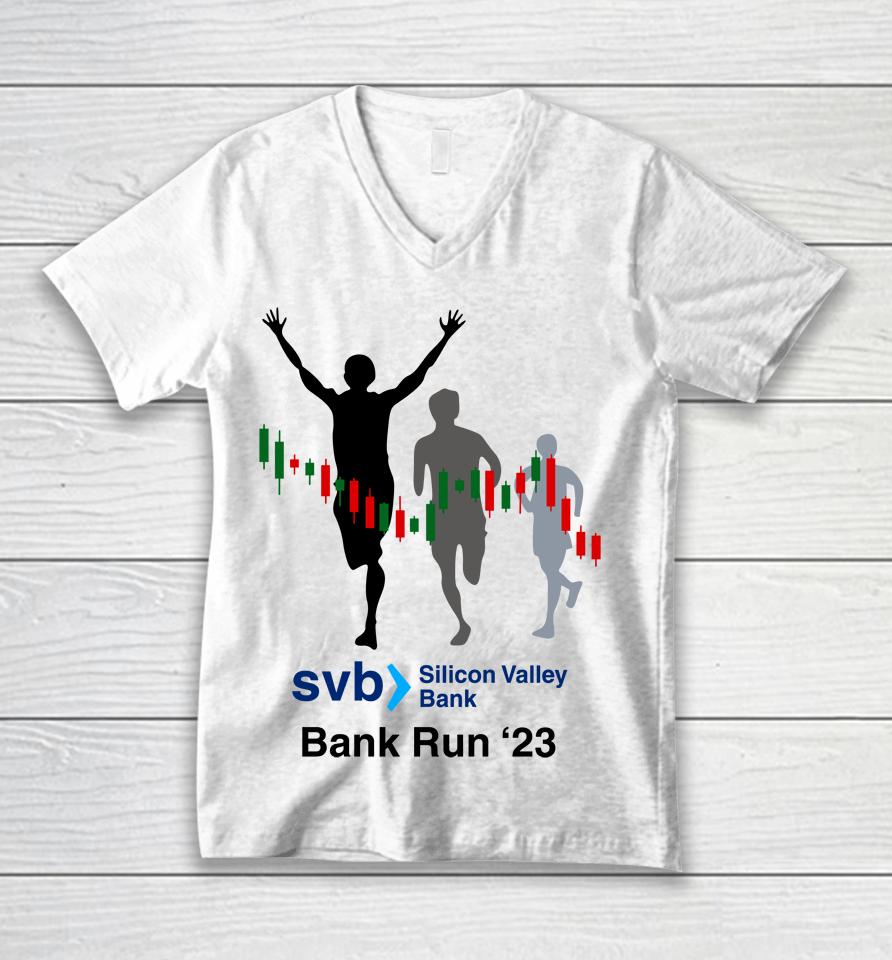 Svb Silicon Valley Bank Run '23 Unisex V-Neck T-Shirt