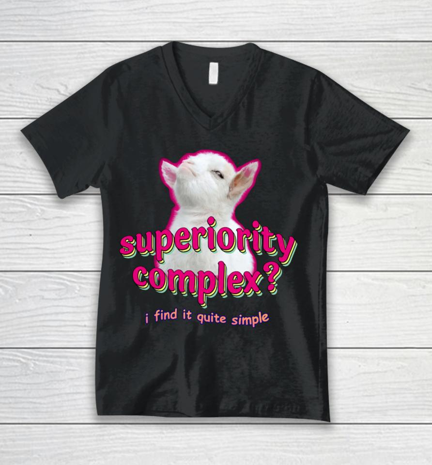 Swankyswamprat Superiority Complex I Find It Quite Simple Baby Goat Meme Unisex V-Neck T-Shirt