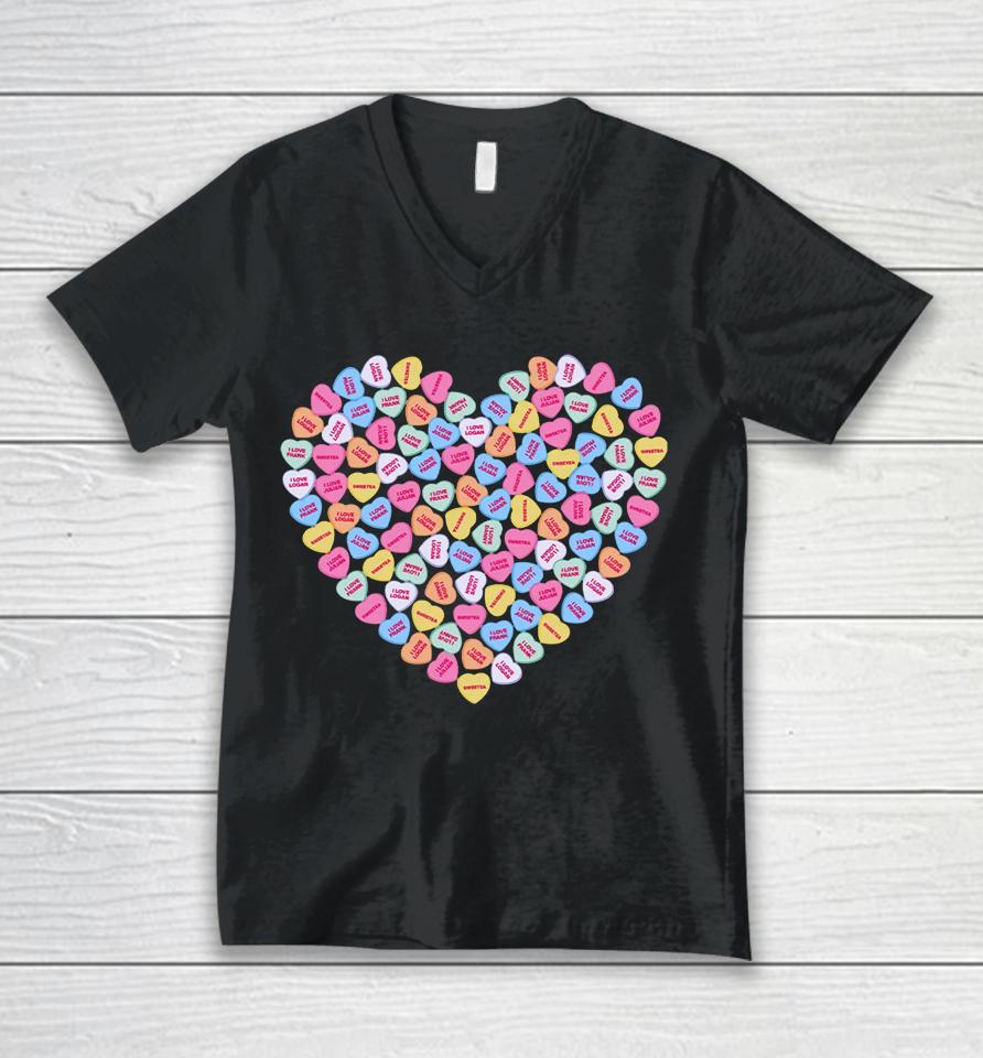 Sweetea Merch Candy Hearts Unisex V-Neck T-Shirt