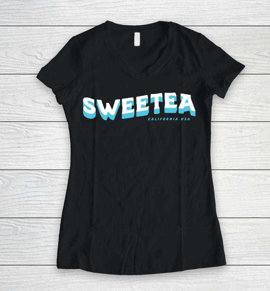 Sweetea Merch Sweetea California Black Women V-Neck T-Shirt