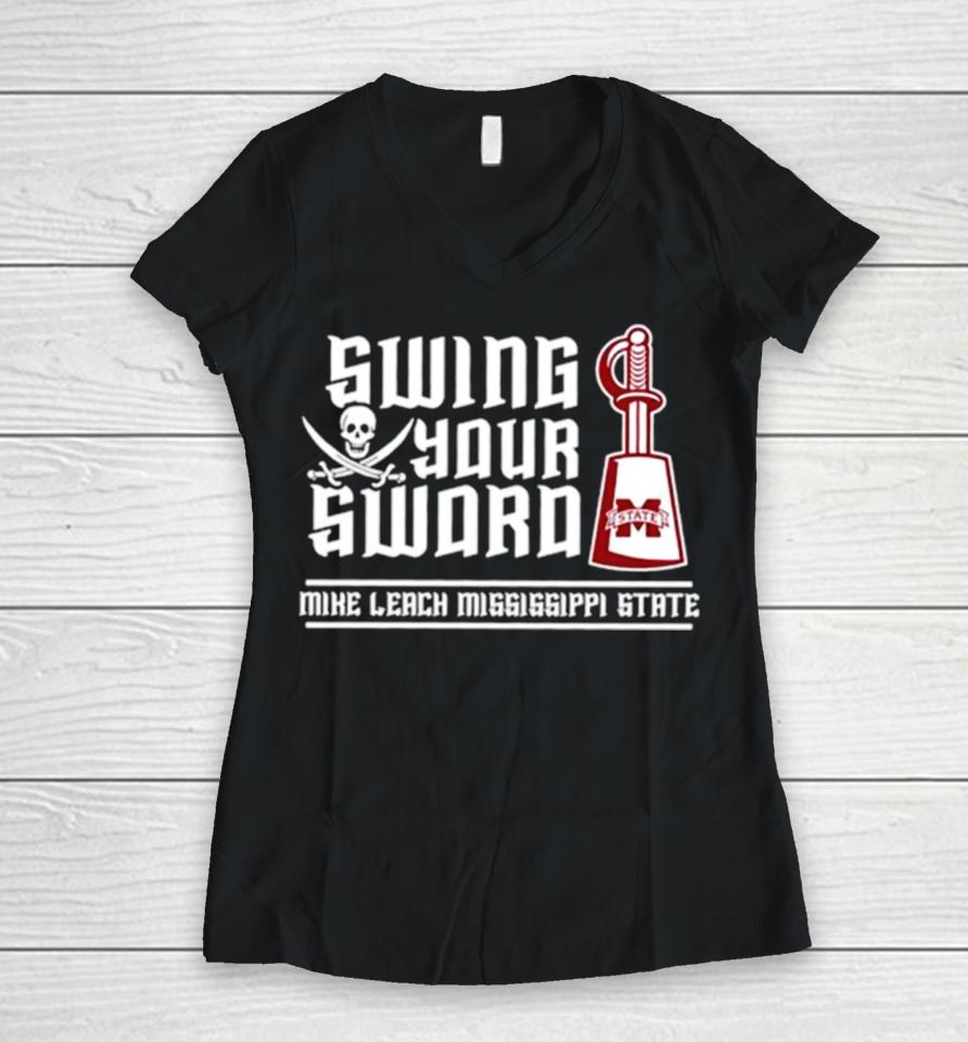 Swing Your Sword Mike Leach Swing Your Sword Rip Mike Leach Tshirts Women V-Neck T-Shirt