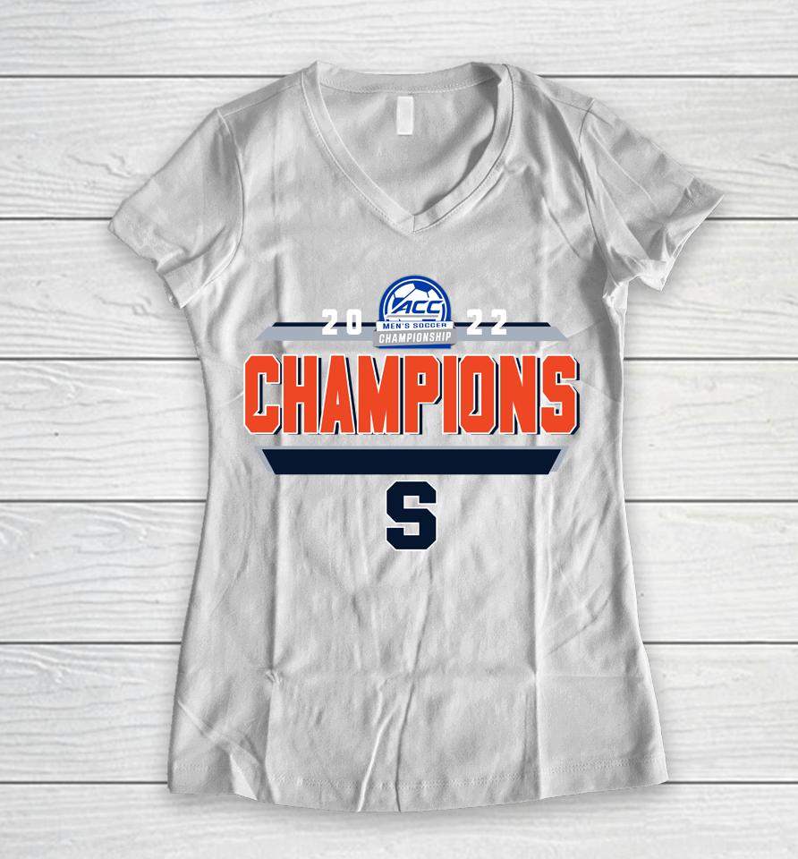 Syracuse Merch Syracuse Orange 2022 Men's Soccer Conference Tournament Champions Women V-Neck T-Shirt