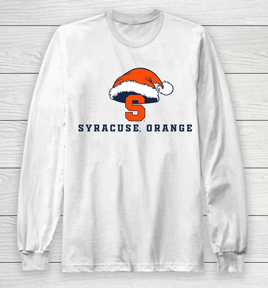 Syracuse Merch Syracuse Orange Logo With Santa Hat Long Sleeve T-Shirt