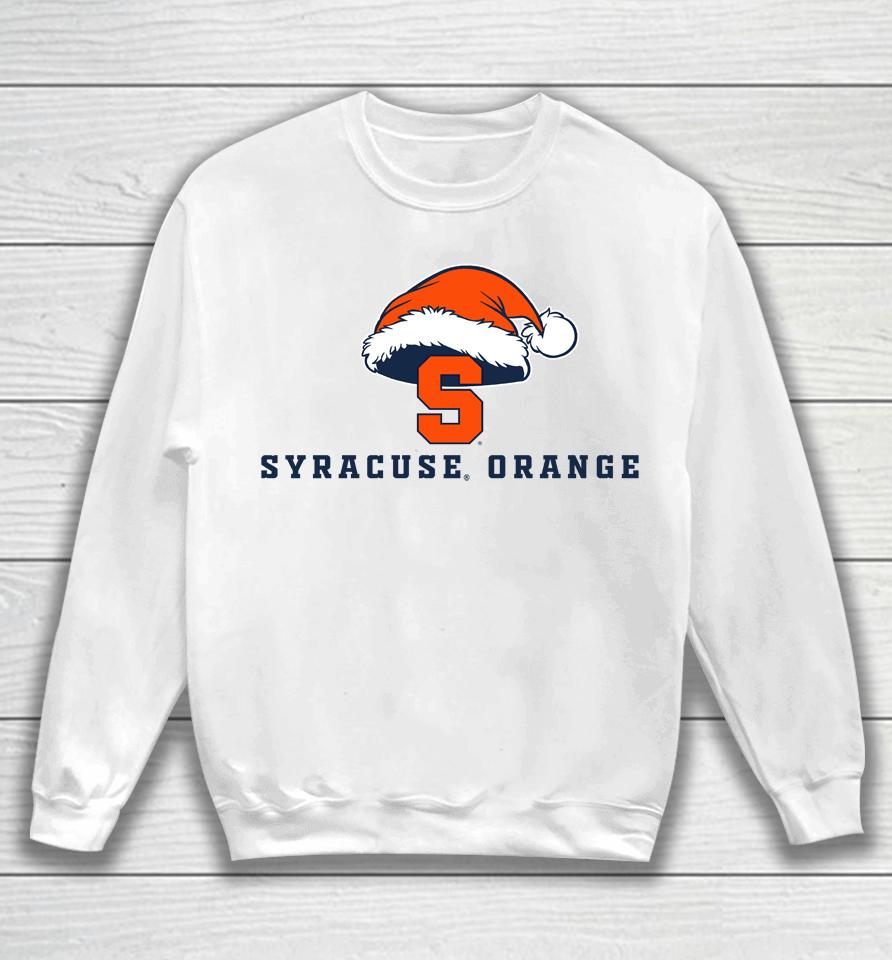 Syracuse Merch Syracuse Orange Logo With Santa Hat Sweatshirt