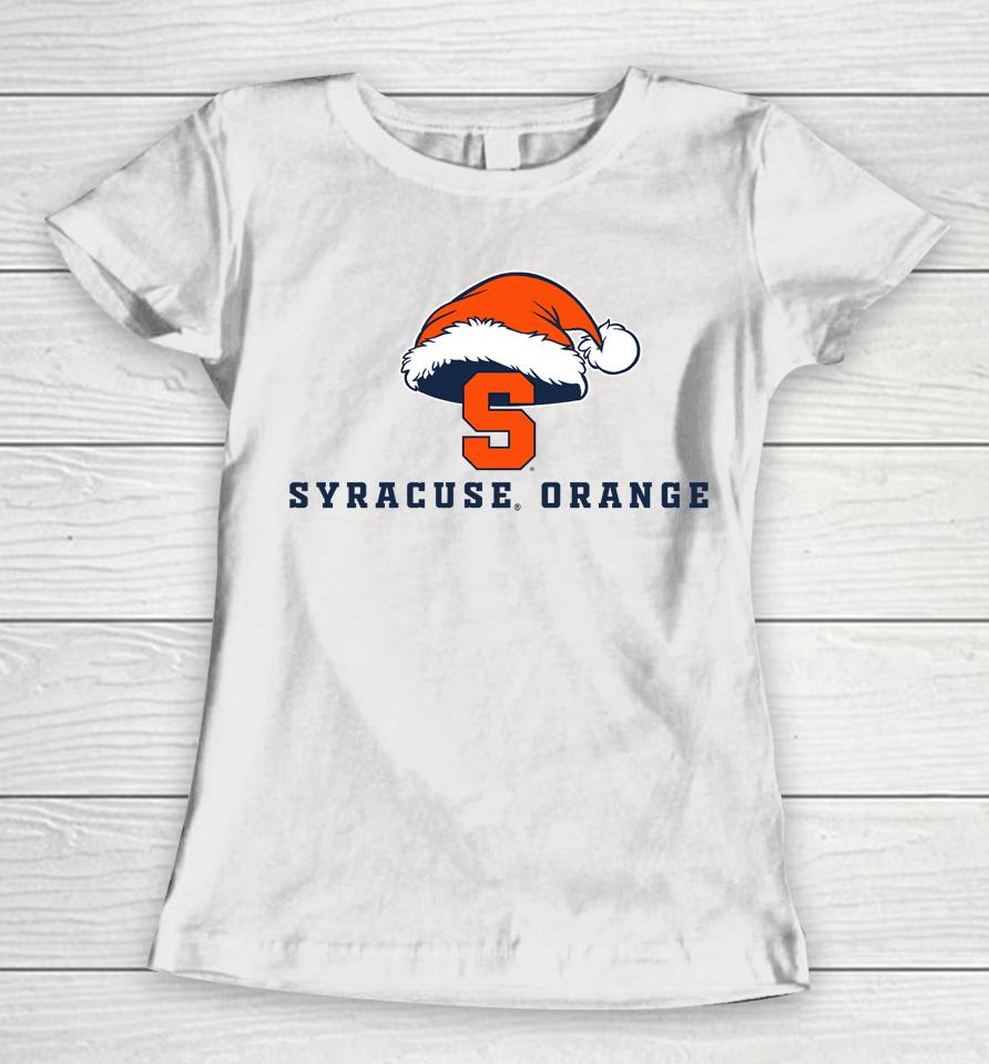 Syracuse Merch Syracuse Orange Logo With Santa Hat Women T-Shirt