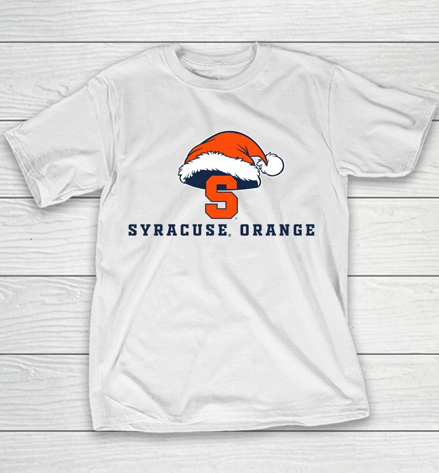 Syracuse Merch Syracuse Orange Logo With Santa Hat Youth T-Shirt