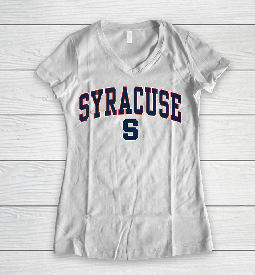 Syracuse Orange Arch Over Logo Women V-Neck T-Shirt