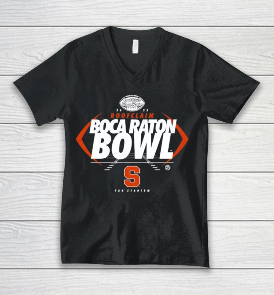Syracuse Orange Football 2023 Roofclaim Boca Raton Bowl Fau Stadium Unisex V-Neck T-Shirt