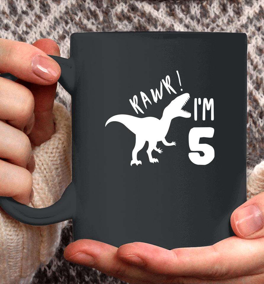 T-Rex Dino Boys Gift Cute Kids &Amp; Toddler 5Th Birthday Coffee Mug